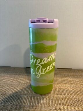 Starbucks Green and Lilac Swirl Travel Tumbler